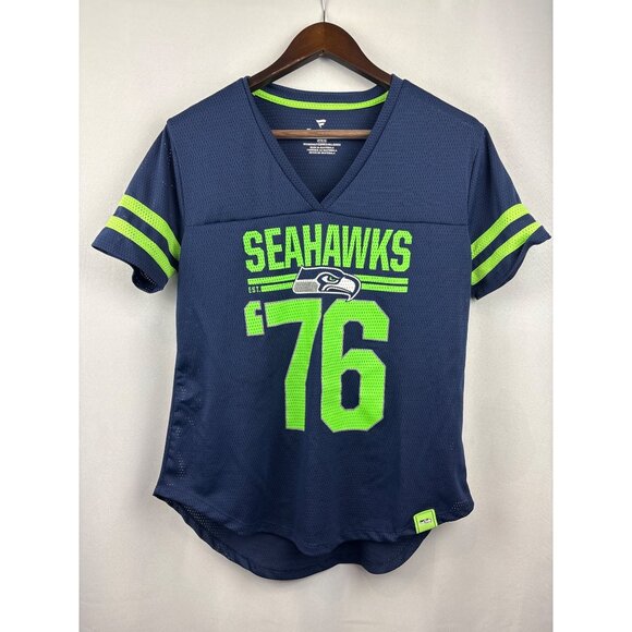 Women’s Fanatcs Medium Neon Green and Navy Seahawks ‘76 Jersey - Picture 1 of 6
